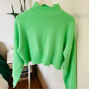 Neon Green Crop Sweater
